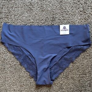 NWT New B Tempted blue Lace Accent cheeky panties sz L
